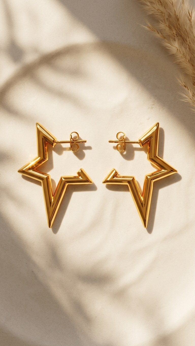 Golden Star Statement Earrings