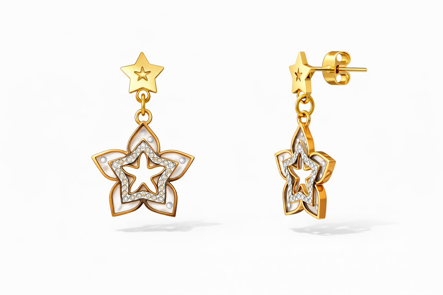 Star Anise Drop Mother Of Pearl Earrings |4| Mehrooh