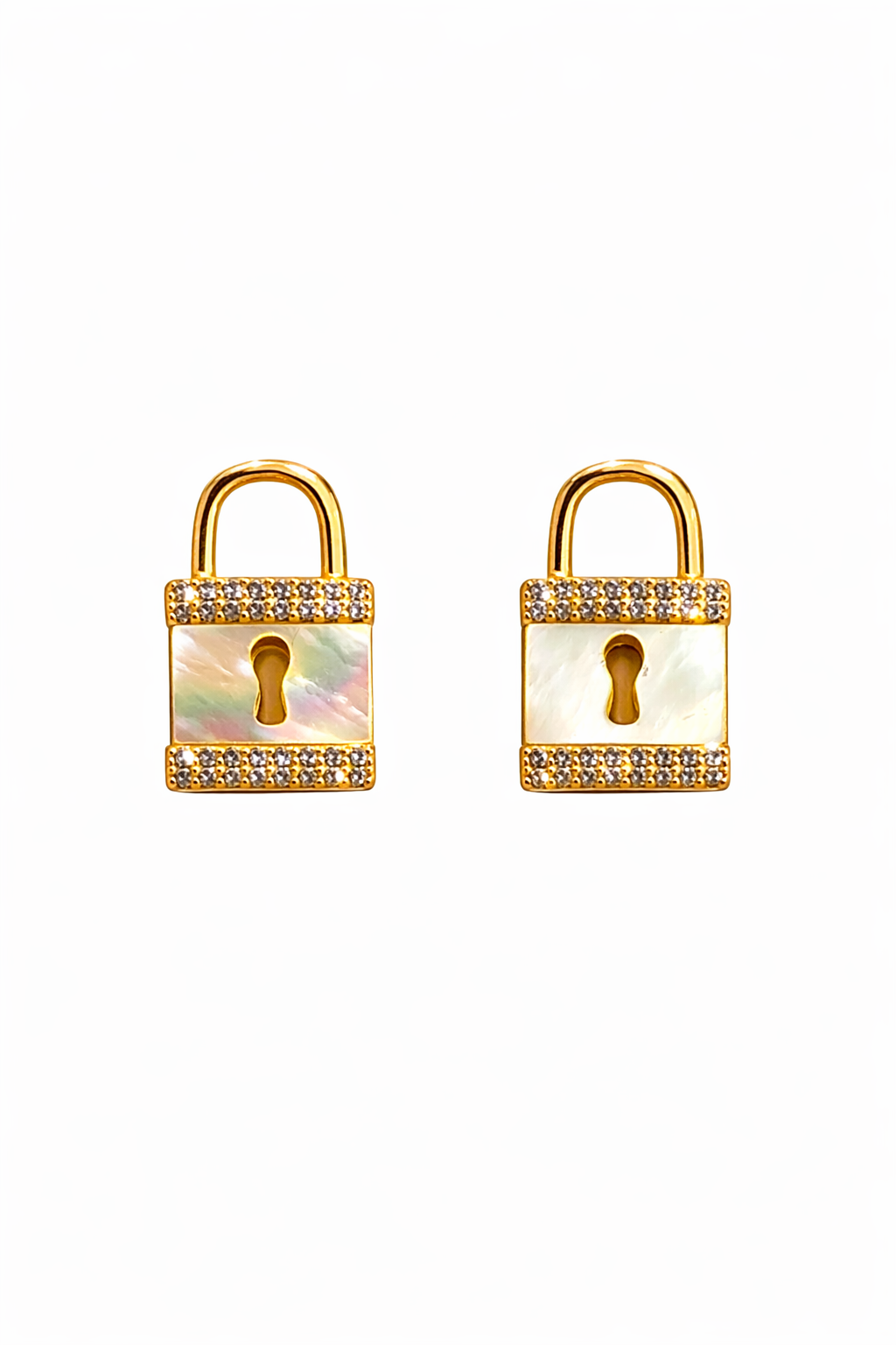 Golden Lock Mother Of Pearl Stud Earrings |4| Mehrooh