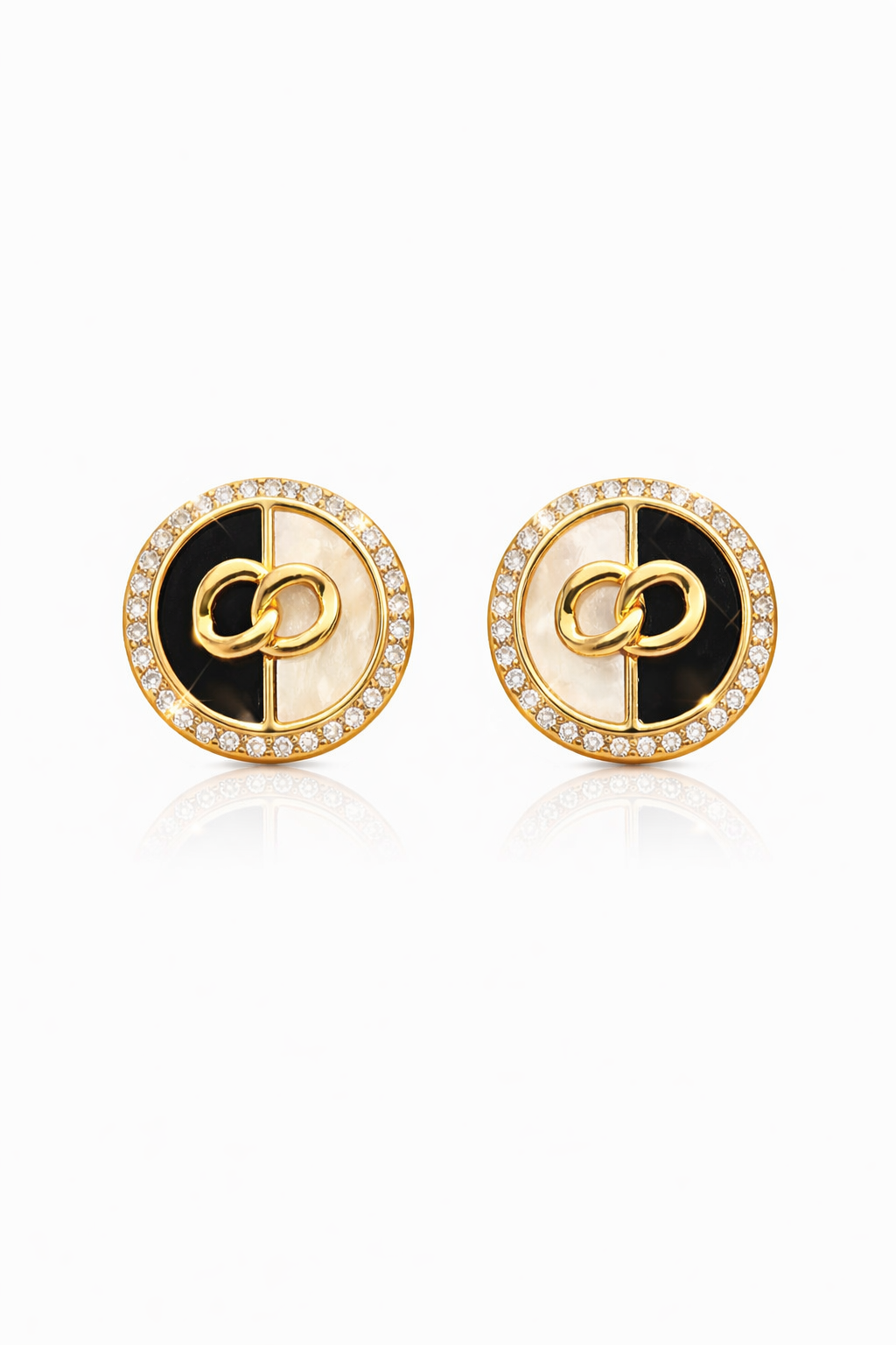 Black White Crystal Knot Stud Earrings |6| Mehrooh