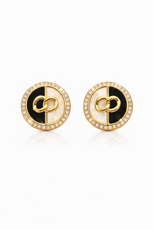 Black White Crystal Knot Stud Earrings |6| Mehrooh
