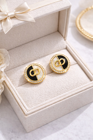 Black White Crystal Knot Stud Earrings |2| Mehrooh
