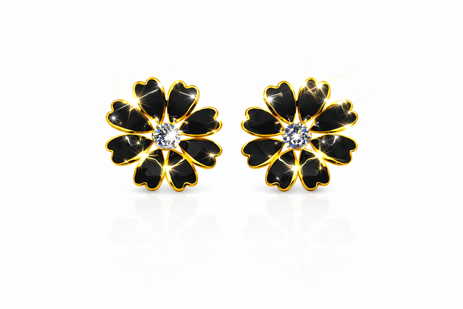 Black Flower Stud Earrings