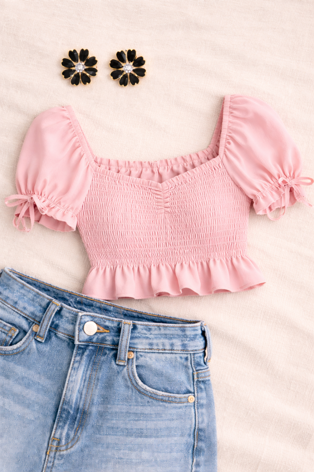 Black Flower Stud Earrings