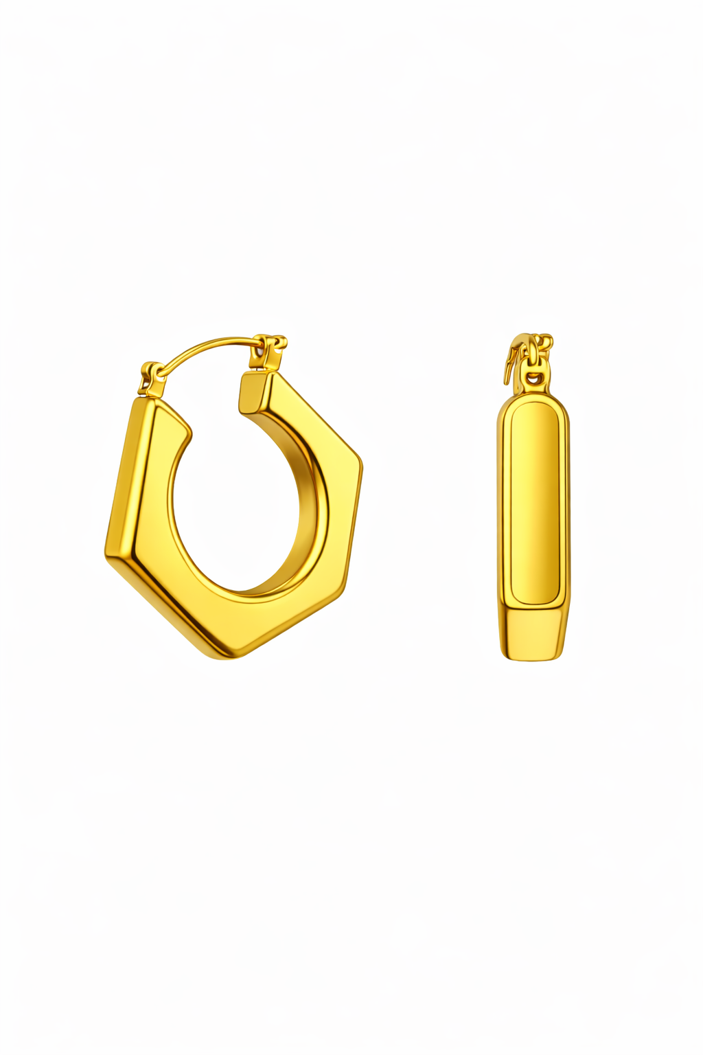 Golden Hexagon Hoops |3| Mehrooh