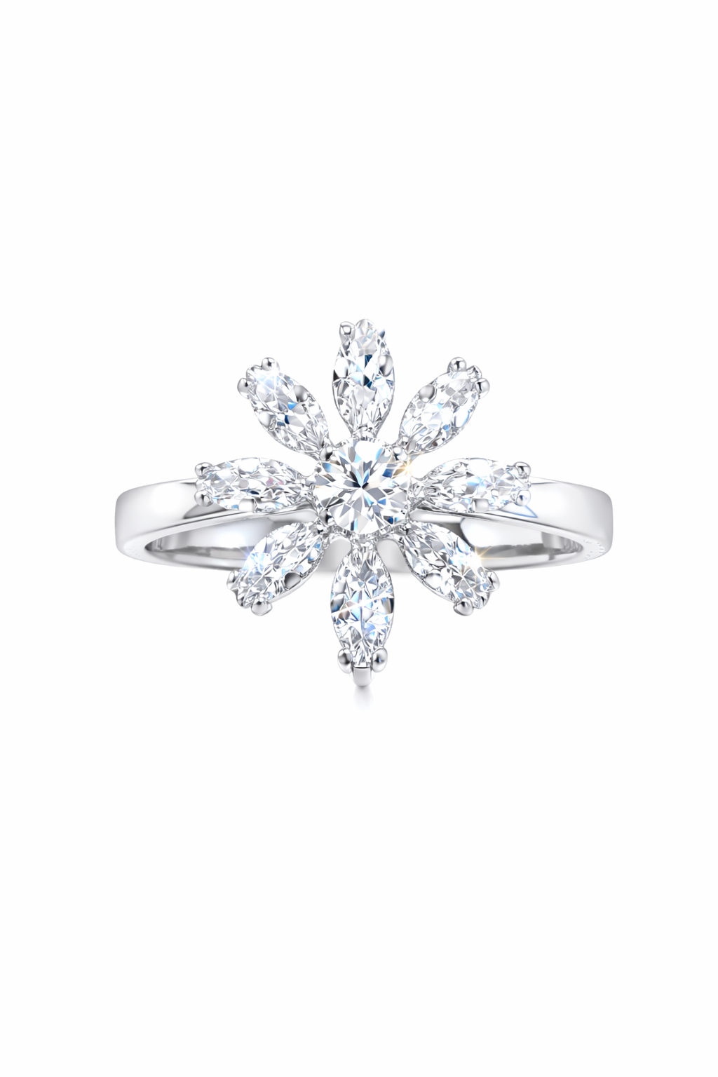 Rotating Silver Flower Diamond Ring |6| Mehrooh