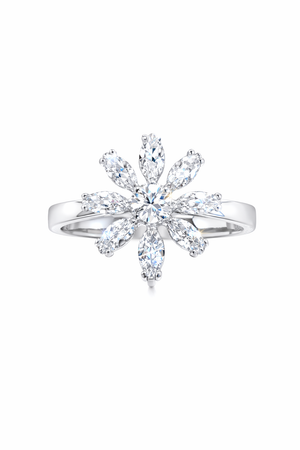 Rotating Silver Flower Diamond Ring |6| Mehrooh