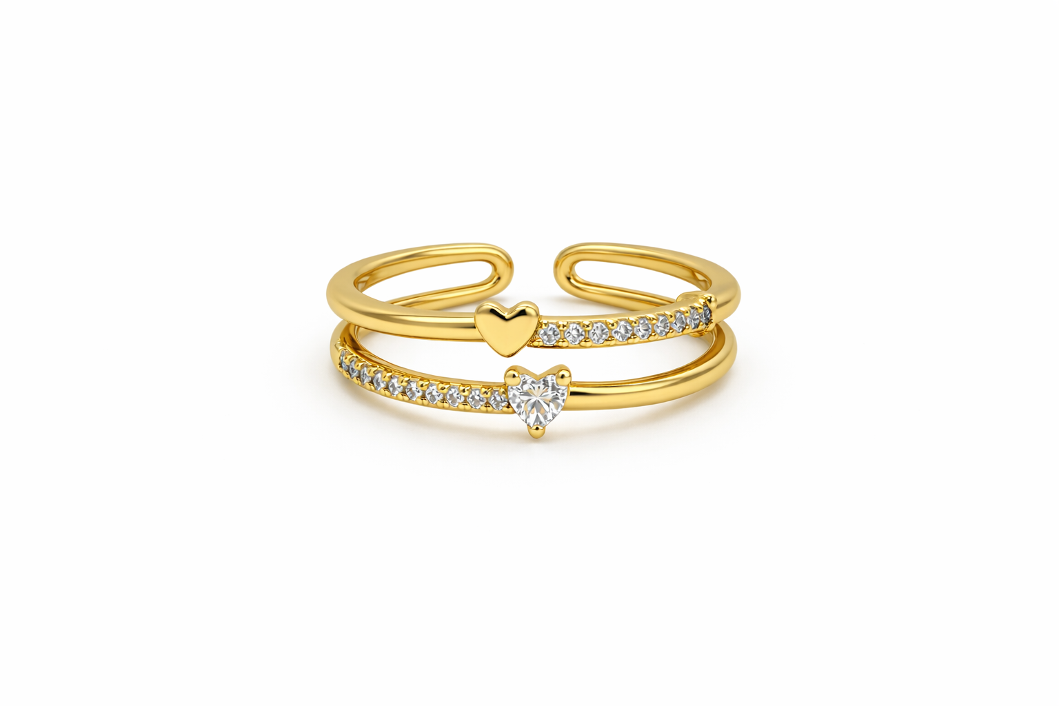Twin Hearts With Cubic Zirconia Ring |3| Mehrooh