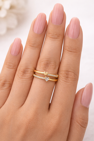 Twin Hearts With Cubic Zirconia Ring |1| Mehrooh