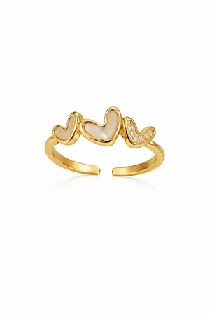 Triple Heart Adjustable Ring |5| Mehrooh