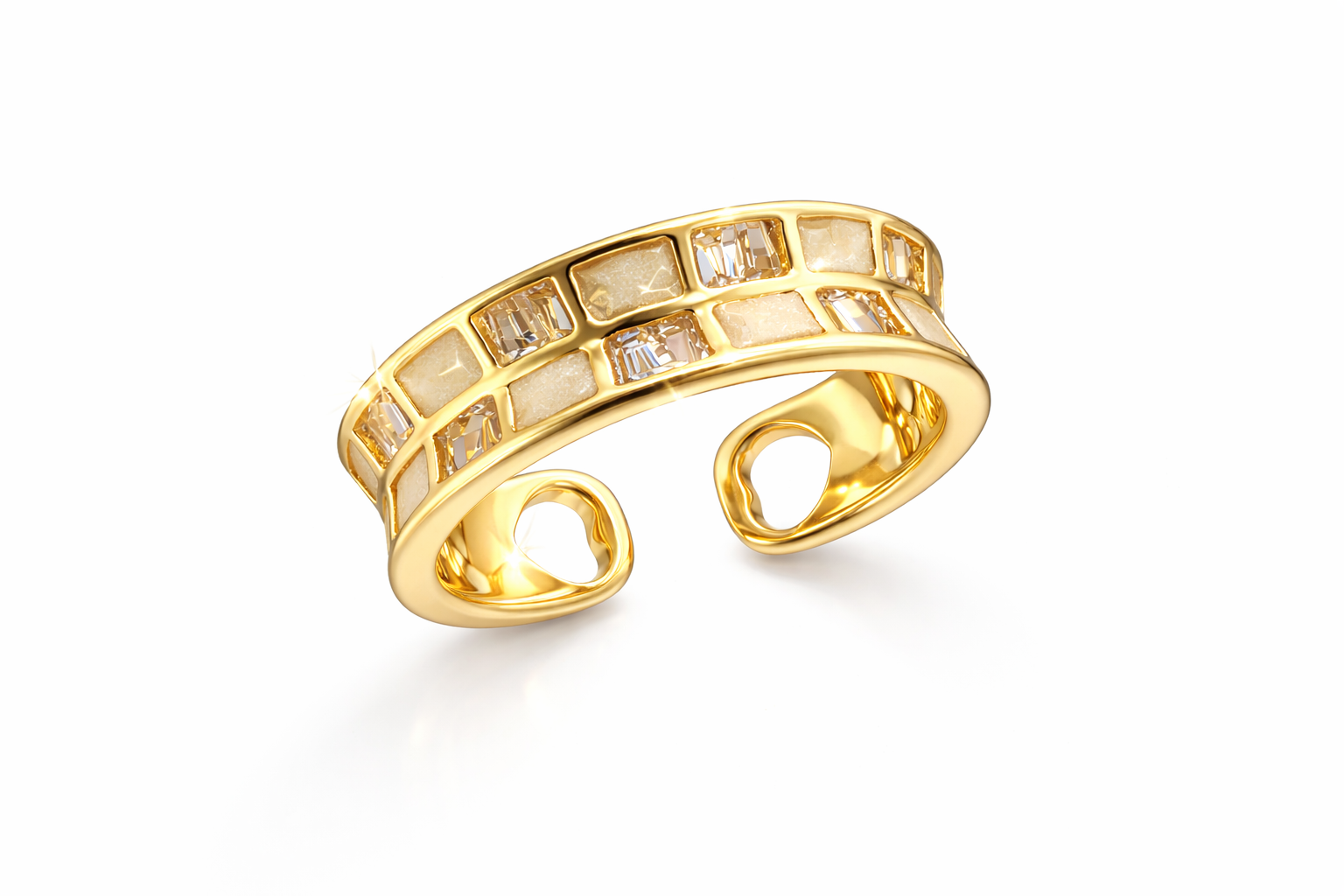 Crystal Mother Of Pearl Band Ring |1| Mehrooh
