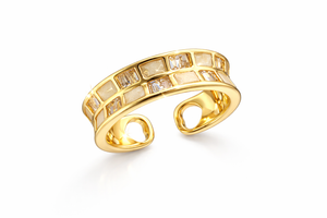 Crystal Mother Of Pearl Band Ring |1| Mehrooh