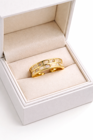 Crystal Mother Of Pearl Band Ring |3| Mehrooh