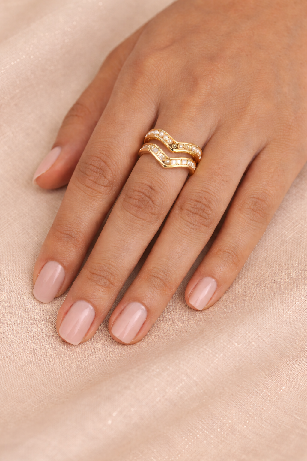 Pearl Crystal Wave Ring |2| Mehrooh