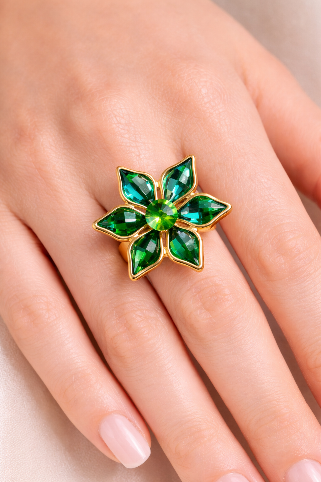 Emerald Bloom Statement Ring |3| Mehrooh