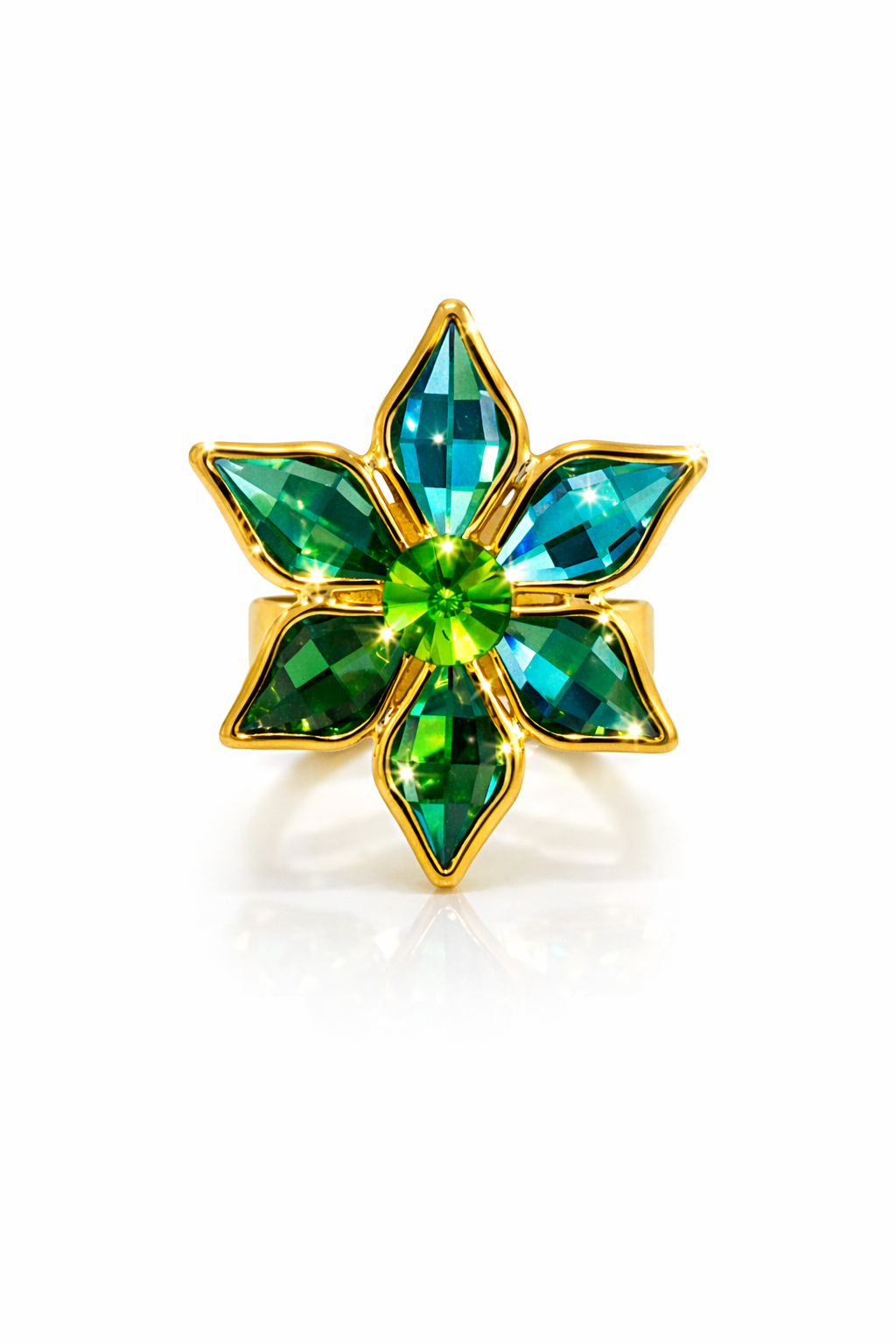 Emerald Bloom Statement Ring |6| Mehrooh