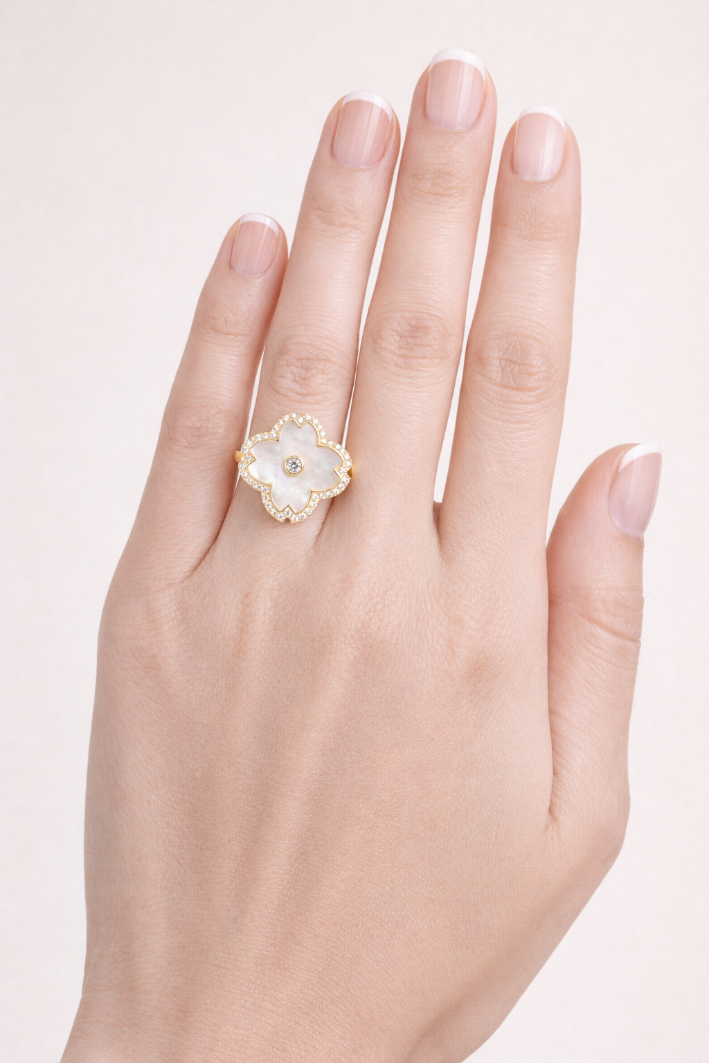 Golden Flower Ring With Diamonds |3| Mehrooh
