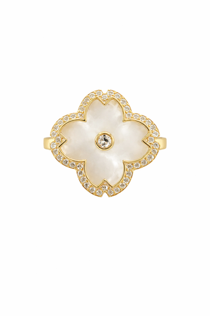 Golden Flower Ring With Diamonds |2| Mehrooh